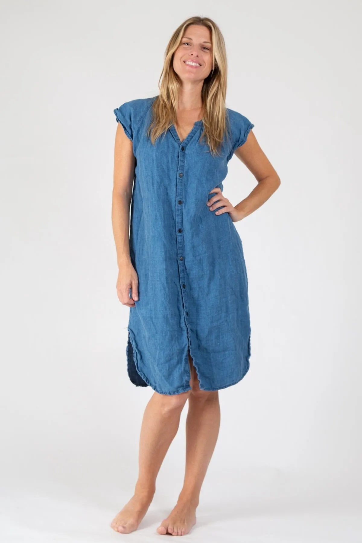 Lucy Twill Indigo Linen Dress