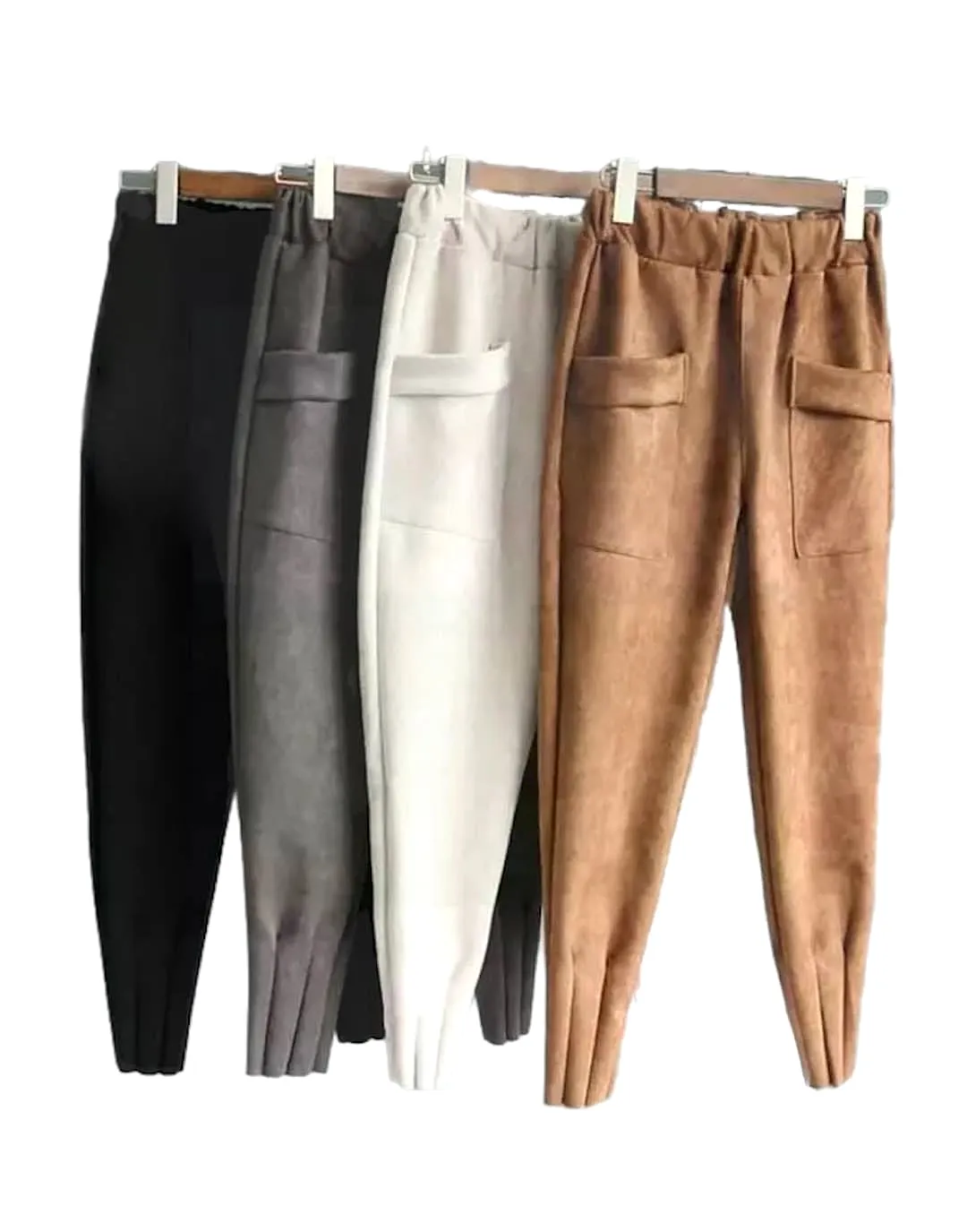 Luxury Suede Pleated Hem Pants