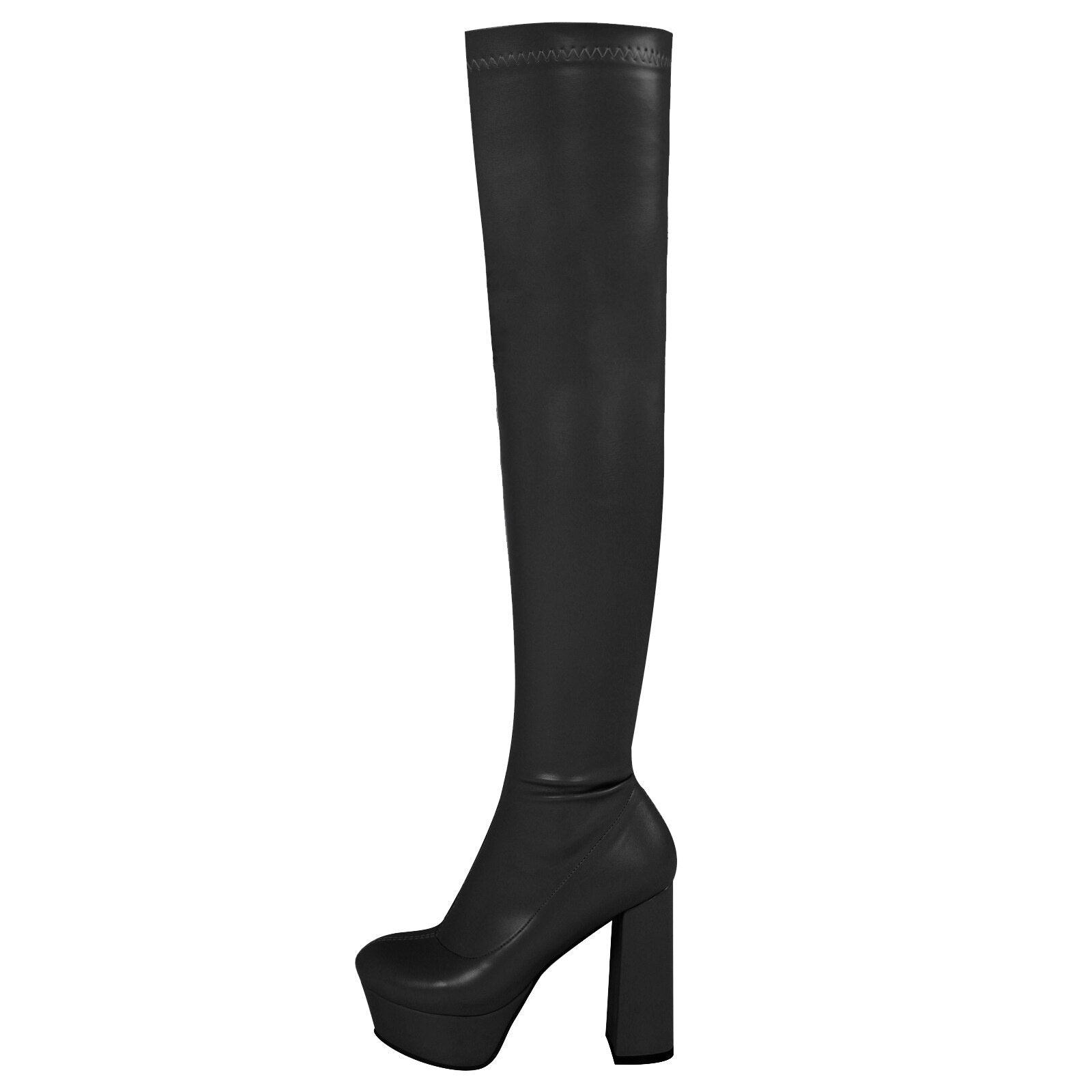 Make a Bold Statement with Our Block Heels Platform Gothic Over The Knee Boots with High Heels