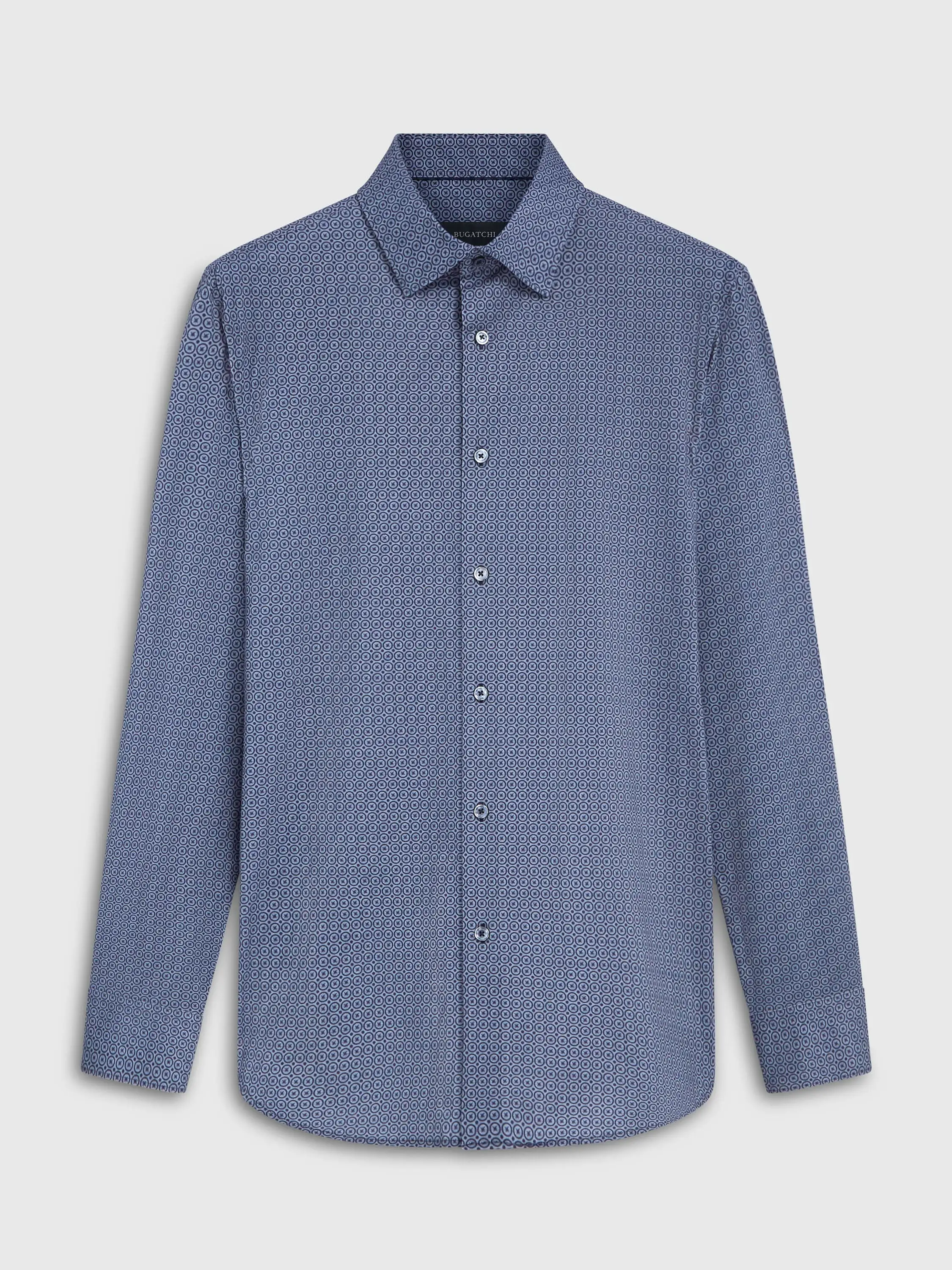 Men's Bugatchi | James Printed OoohCotton Shirt | Navy