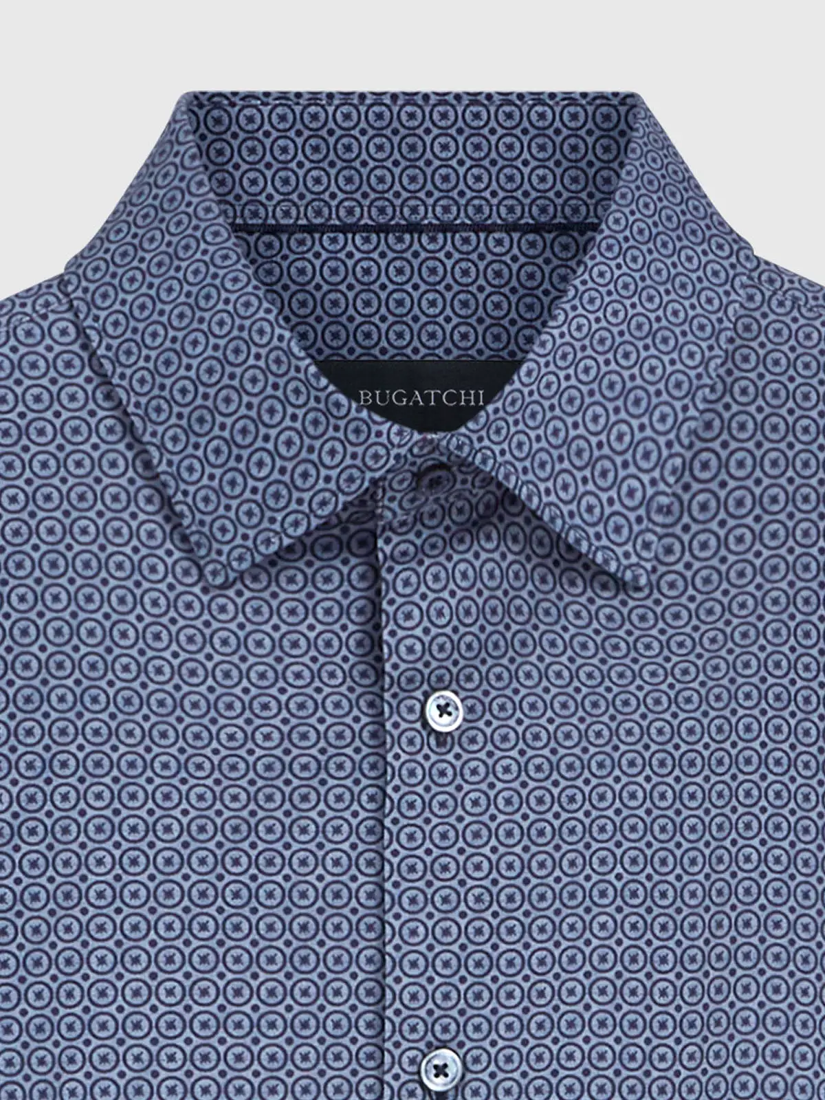 Men's Bugatchi | James Printed OoohCotton Shirt | Navy