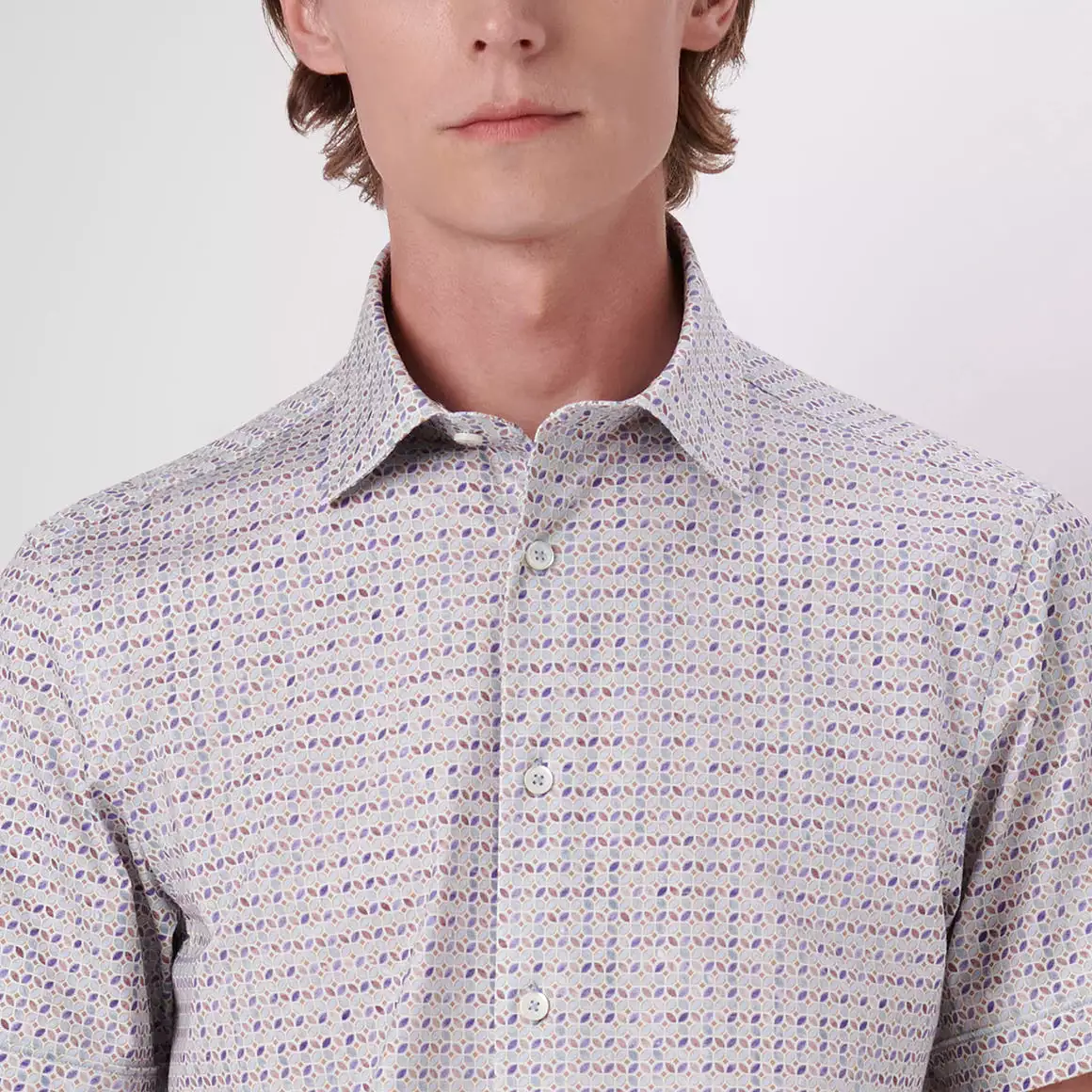 Men's Bugatchi | Miles Geometric Print  OoohCotton® | Aloe