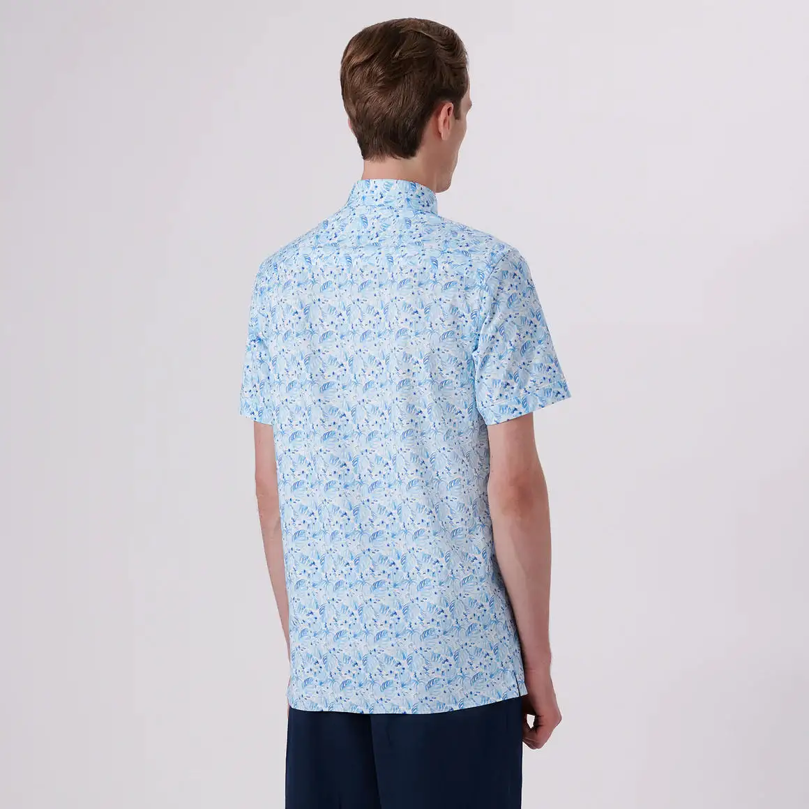 Men's Bugatchi | Milo Leaf Print  OoohCotton® | Turquoise