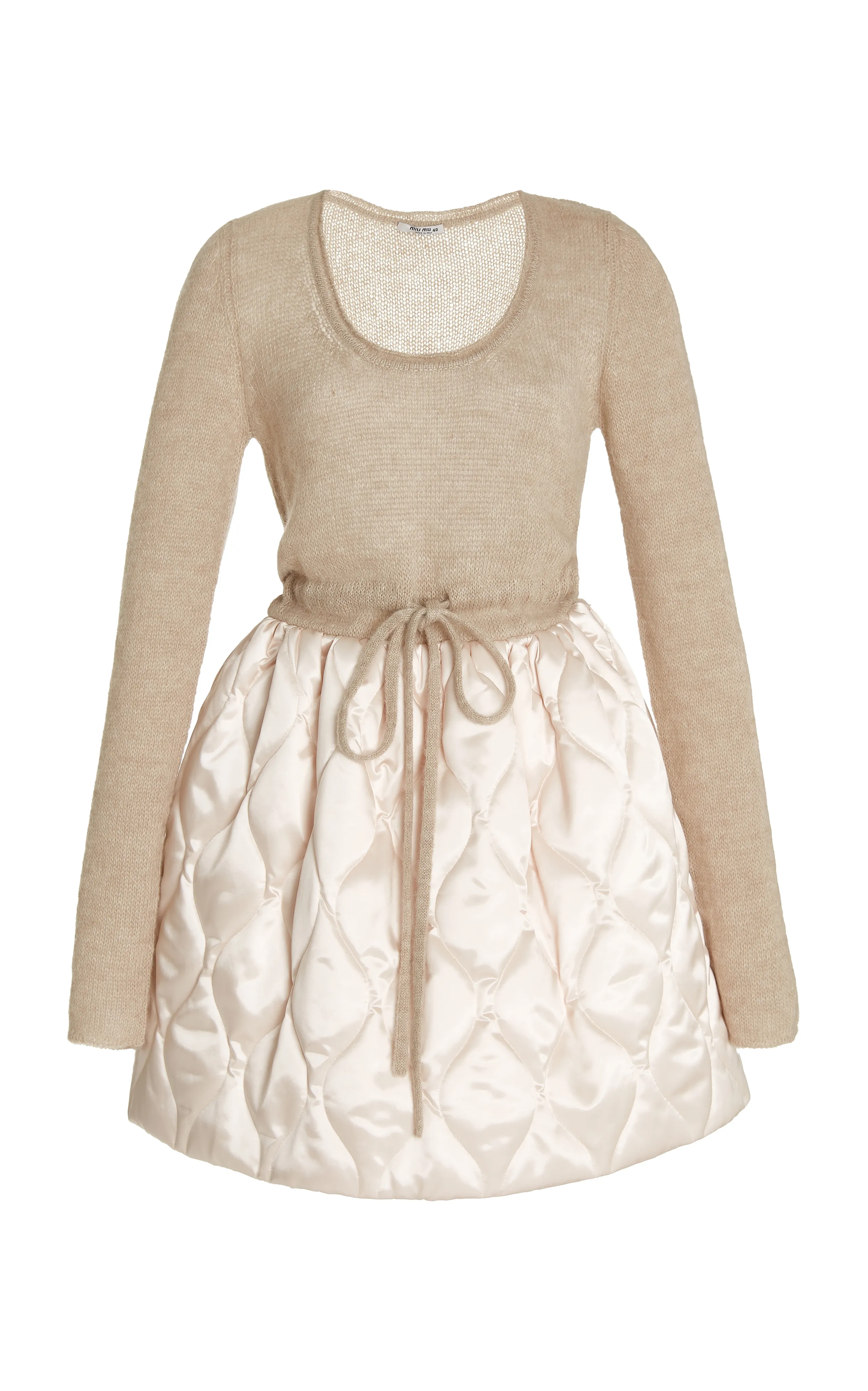 Miu Miu Quilted Nylon and Mohair-Blend Mini Dress