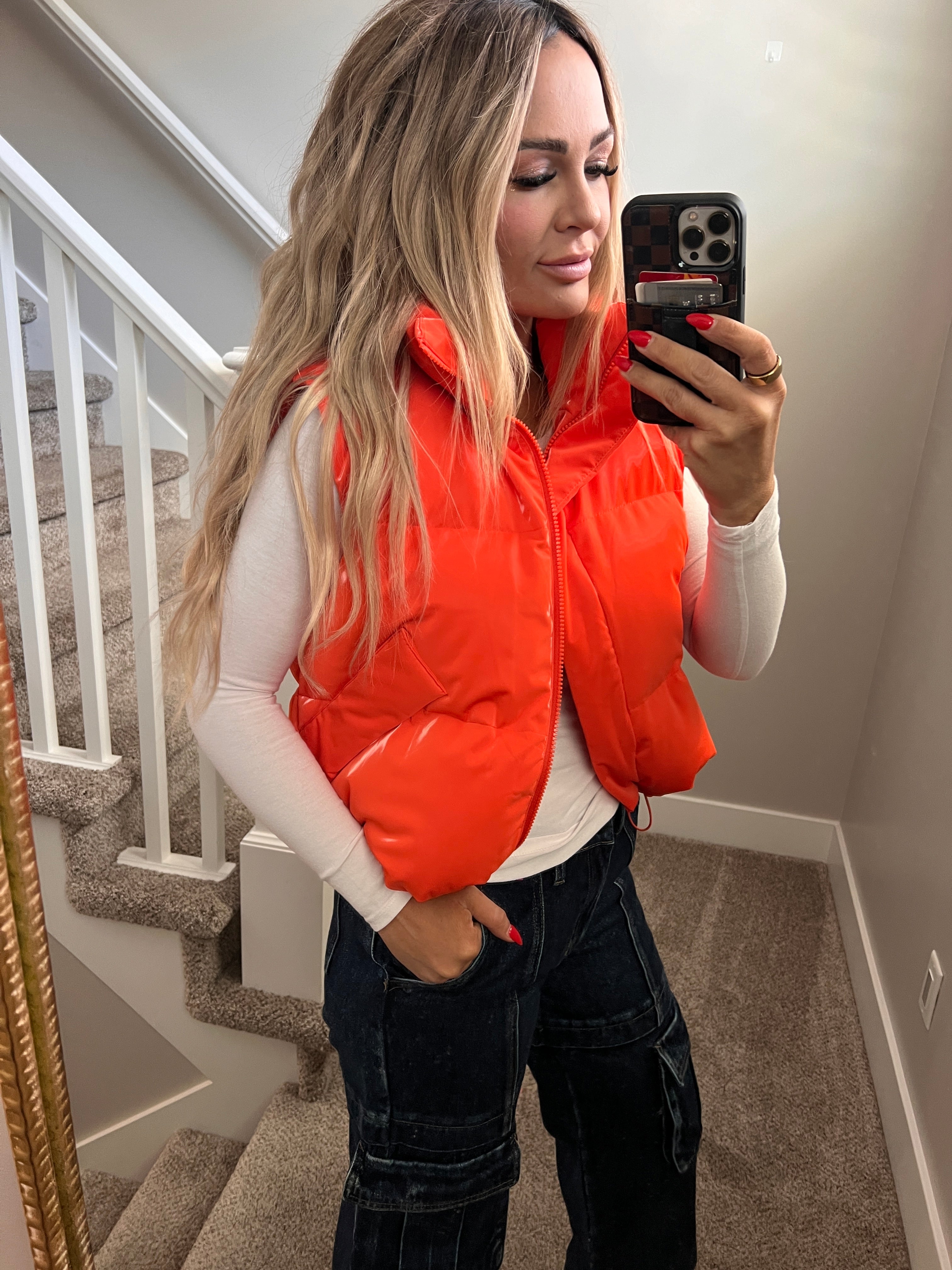 Orange shimmer vest