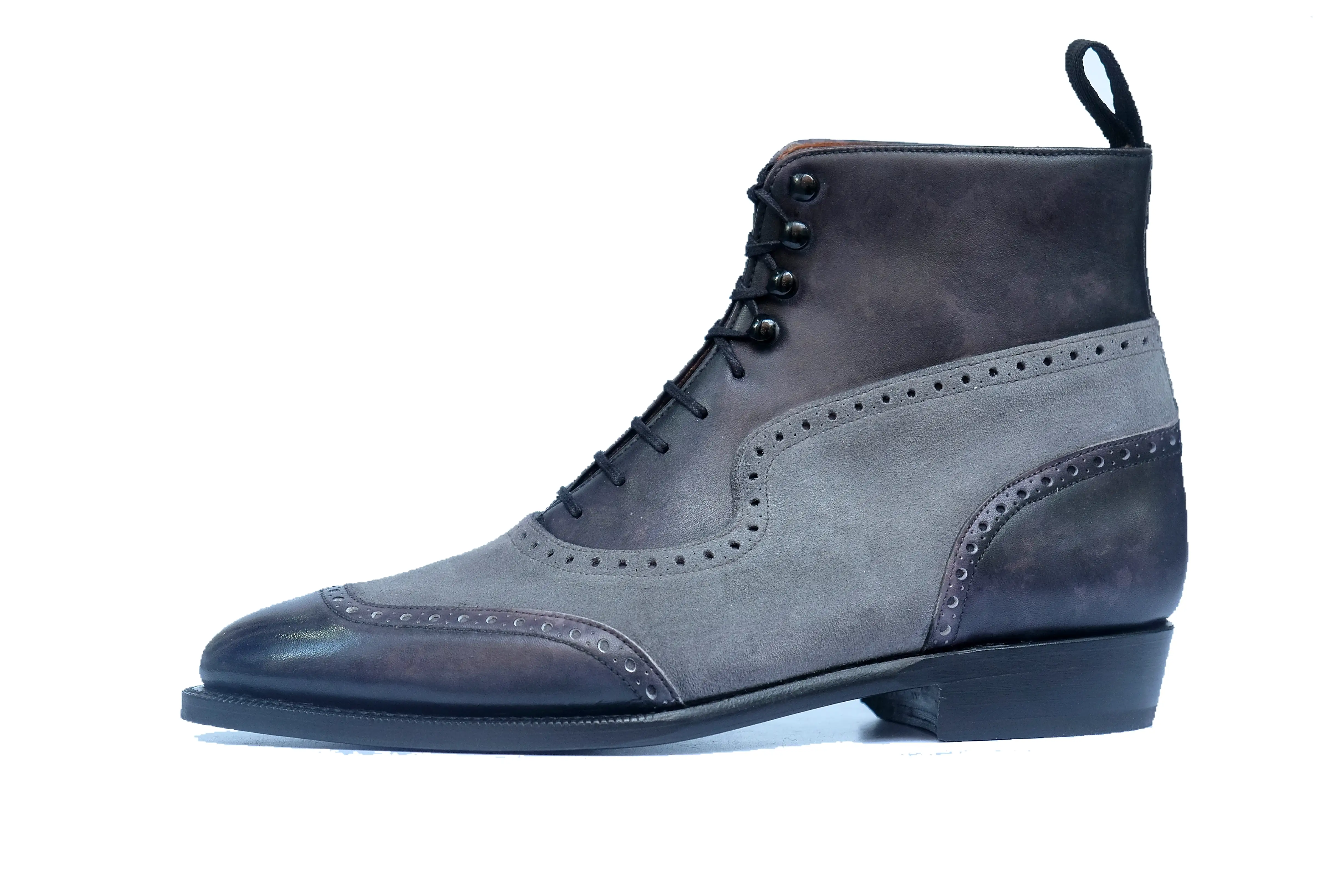 Pinehurst - MTO - Black Marble Patina / Light Grey Suede - TMG Last - Single Leather Sole