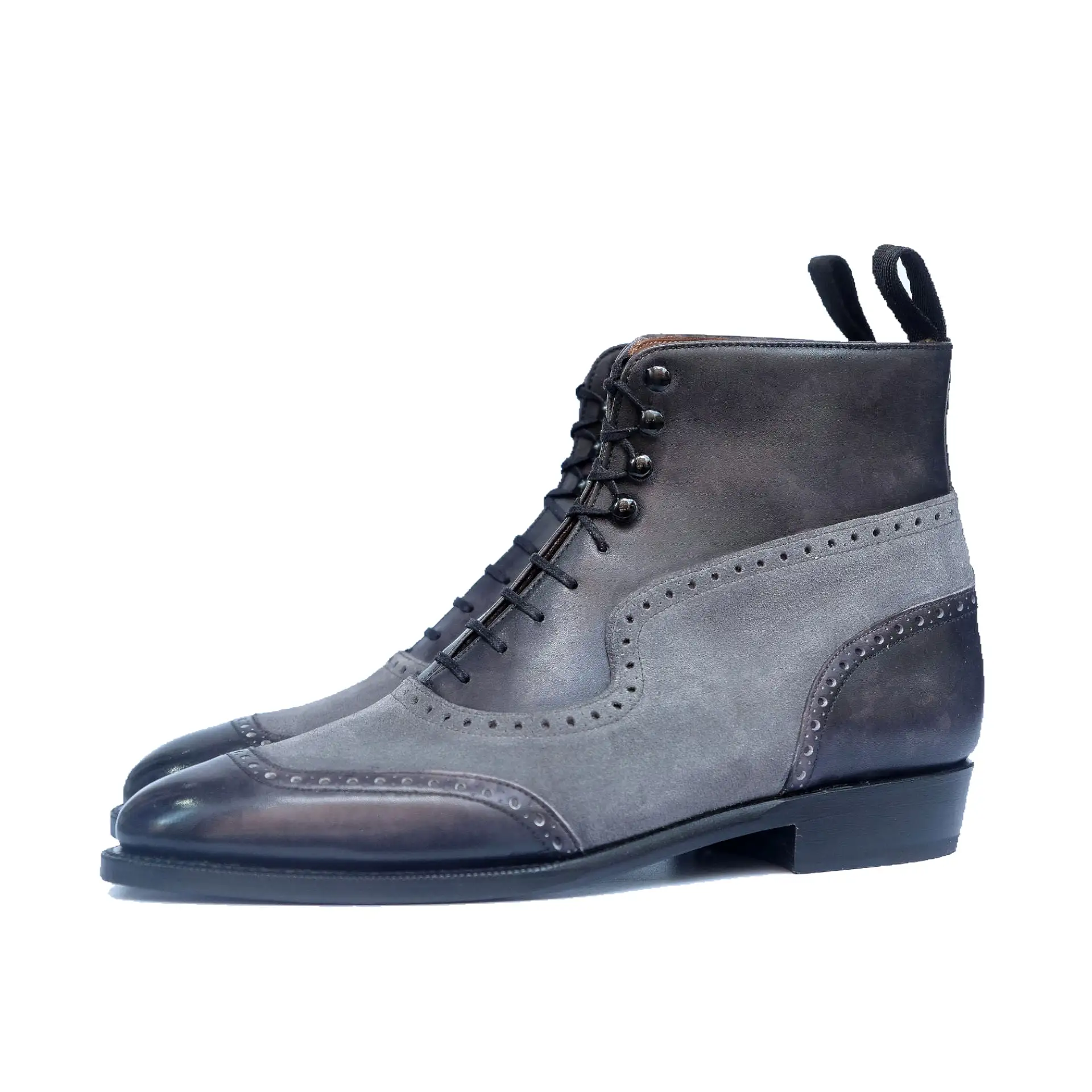 Pinehurst - MTO - Black Marble Patina / Light Grey Suede - TMG Last - Single Leather Sole