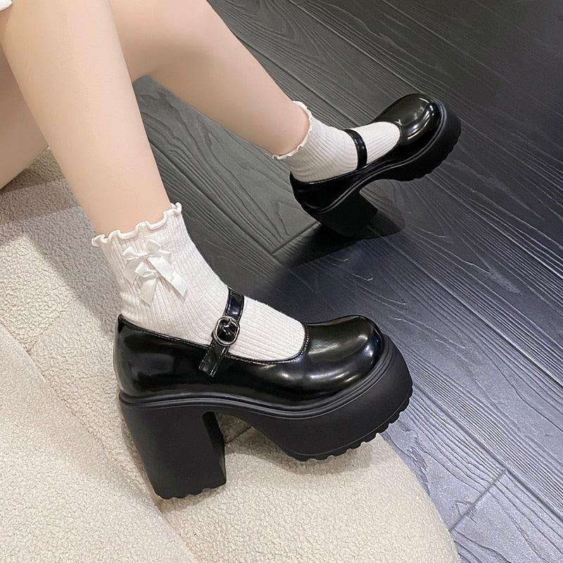 Platform Pumps for Women Super High Heels Buckle Strap