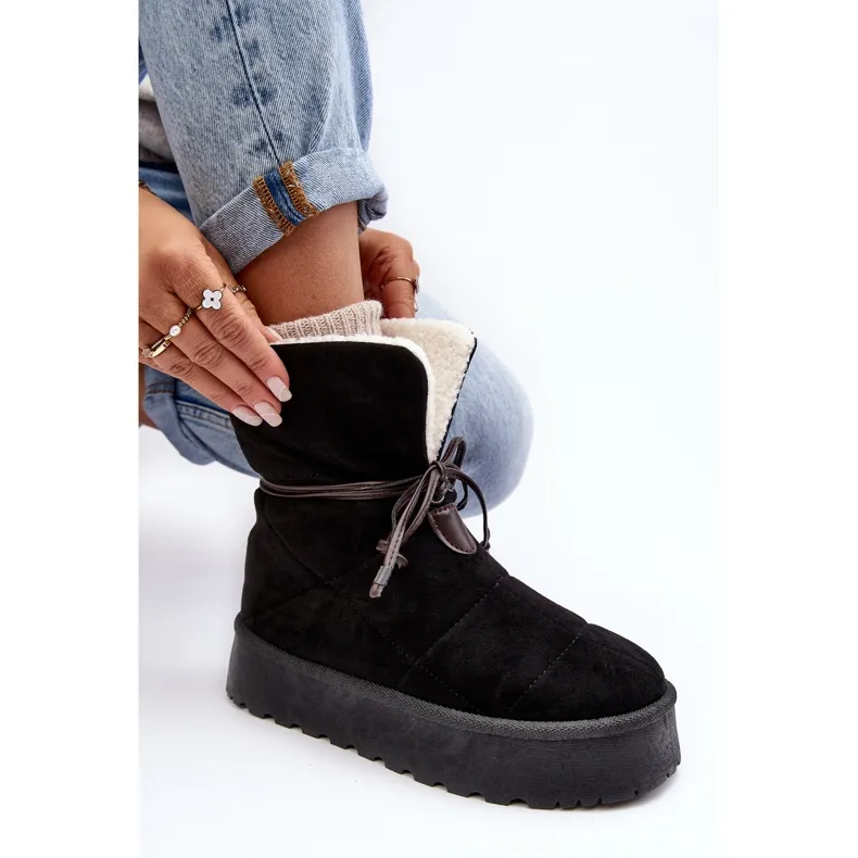 PS1 Platform snow boots with sheepskin coat, Black Olimuka