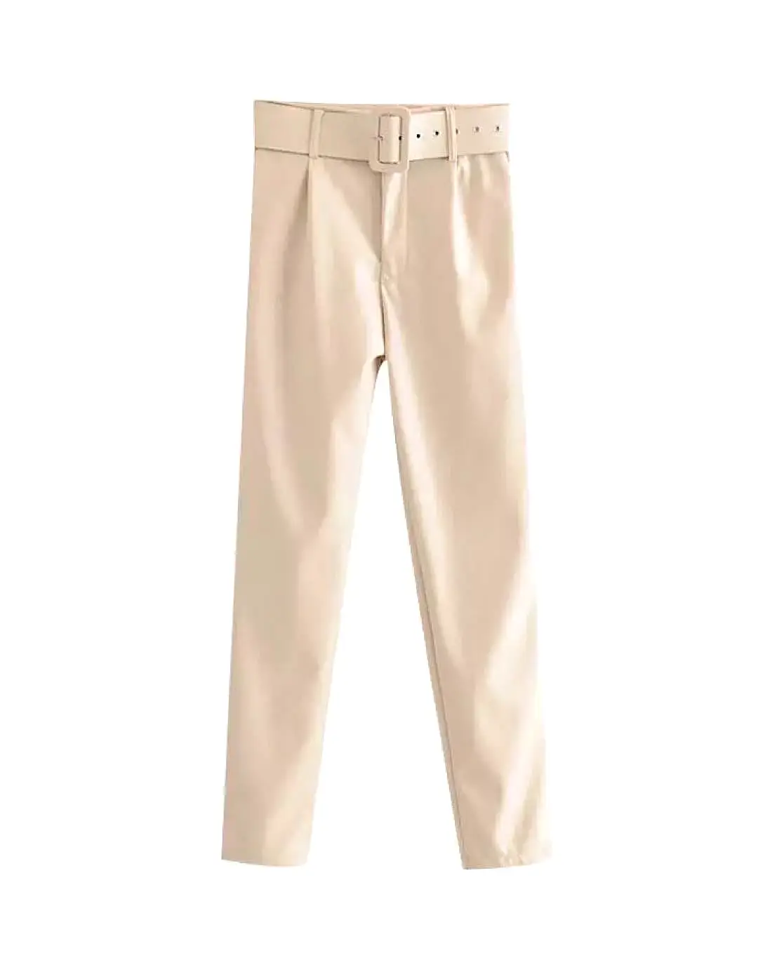 PU Leather Belted High Waisted Pants