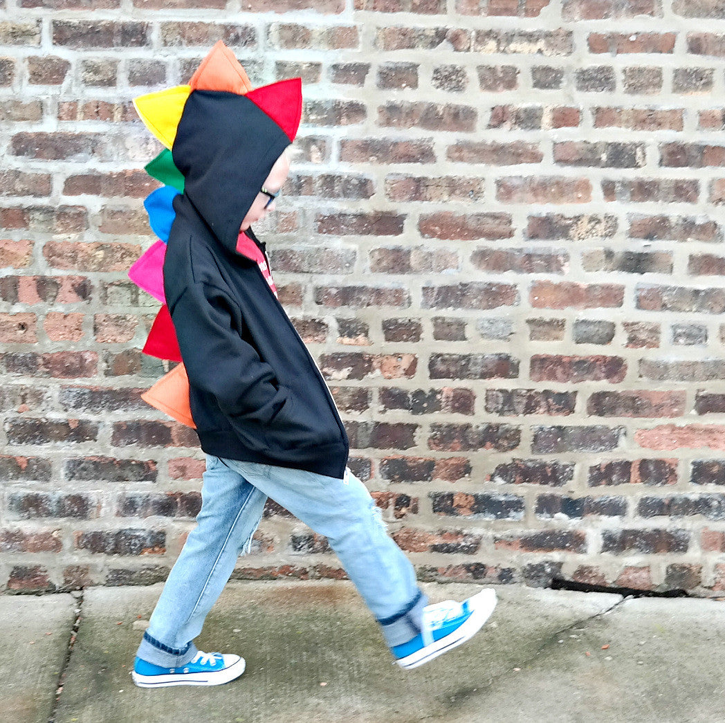 Rainbow Dinosaur Hoodie - Black