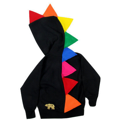 Rainbow Dinosaur Hoodie - Black