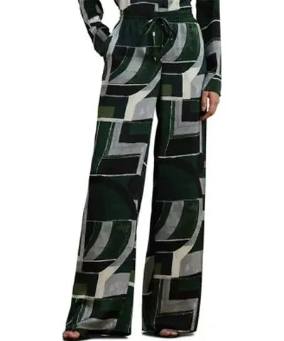 Ralph Lauren Women's Geometric Print Satin Charmeuse Wide Leg Pants