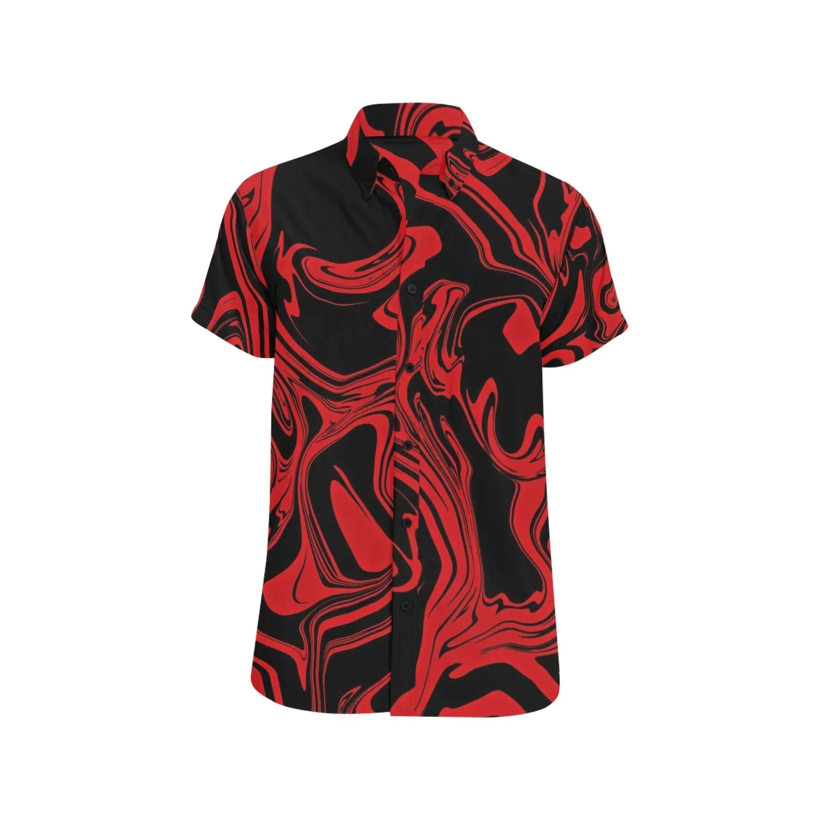 Red and Black Slime Oil Spill Men's Big & Tall Short Sleeve Button Up Shirt