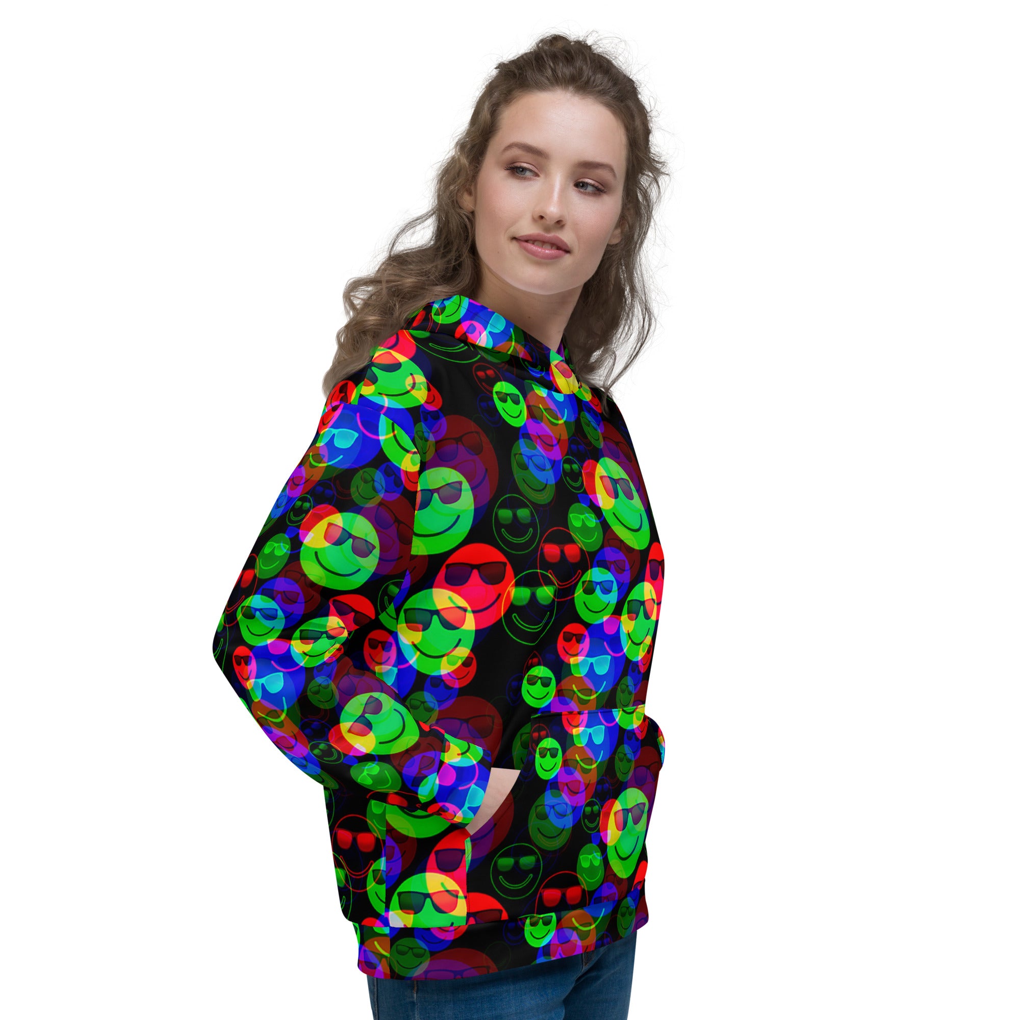 RGB Shaded Smile Glitch Pullover Hoodie