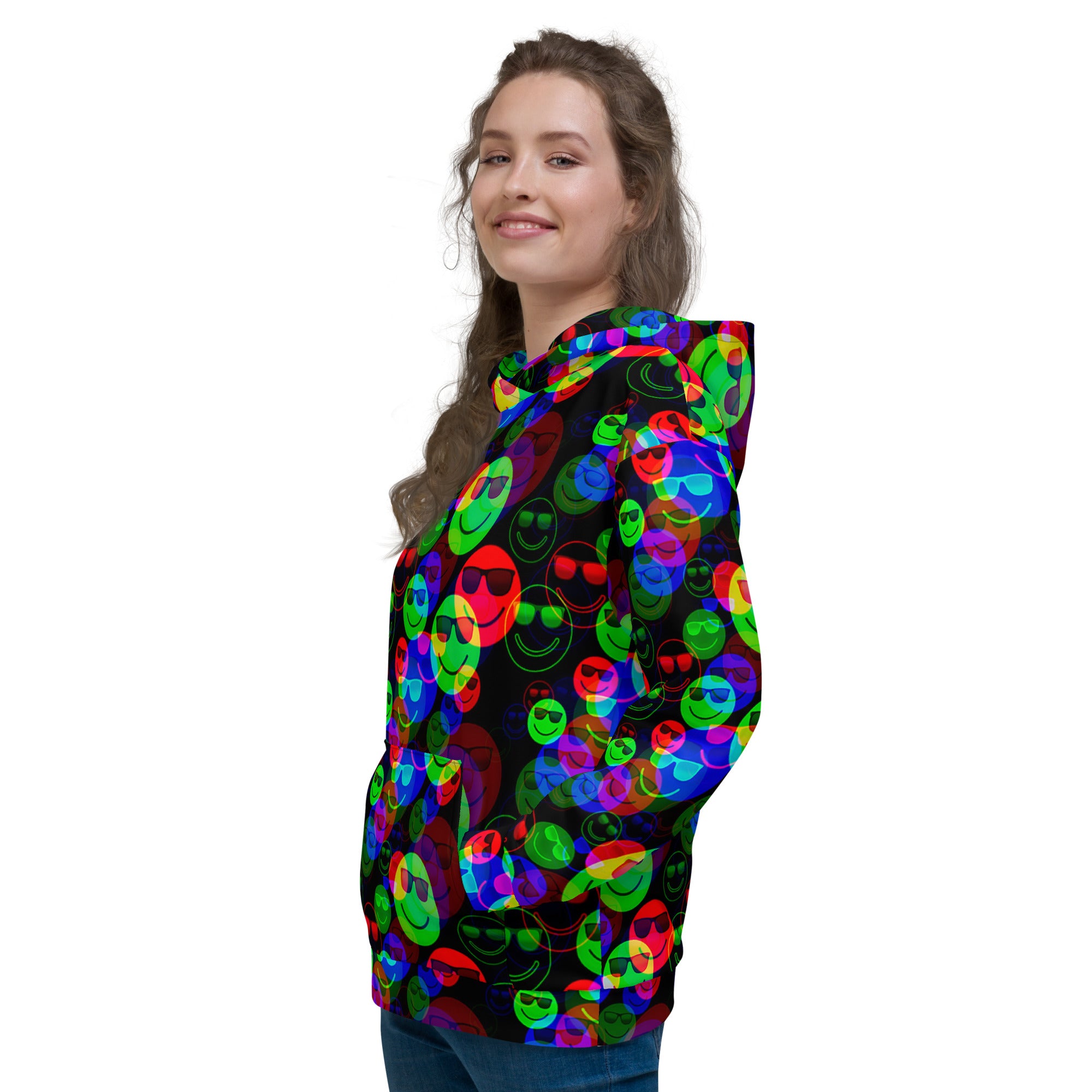 RGB Shaded Smile Glitch Pullover Hoodie