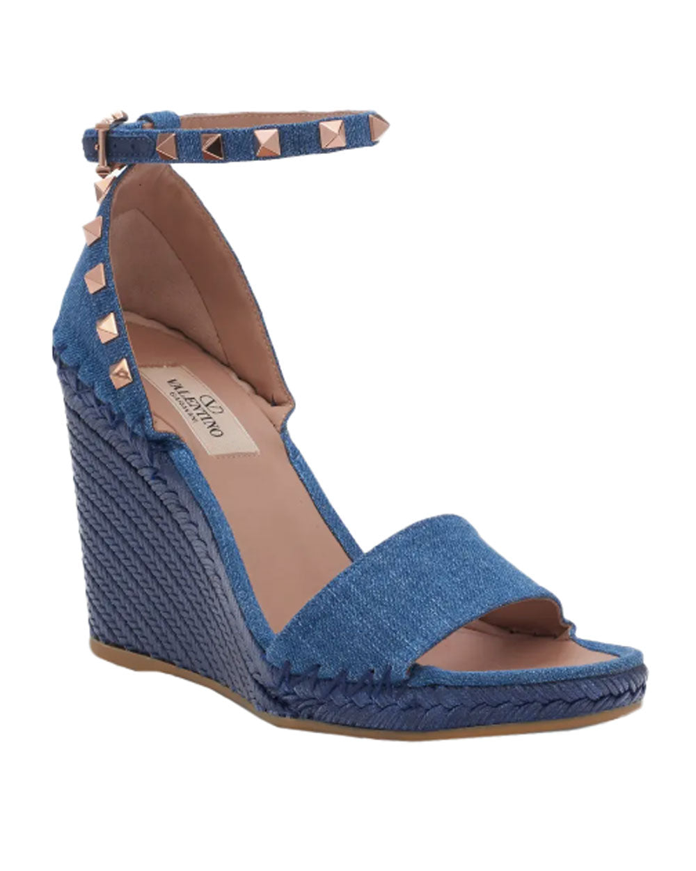 Rockstud Denim Espadrille Wedge