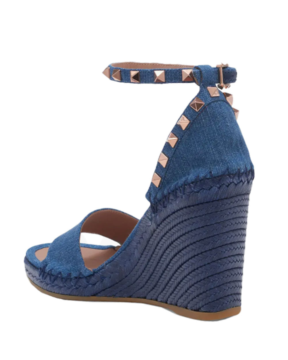 Rockstud Denim Espadrille Wedge