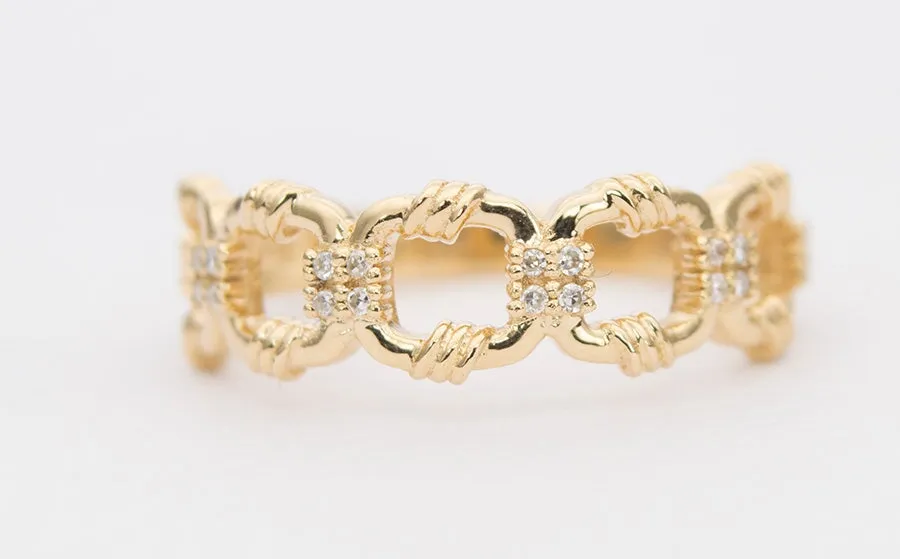 Rope Style Diamond Band 18K Gold AD1295