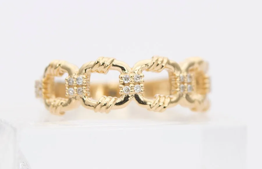 Rope Style Diamond Band 18K Gold AD1295