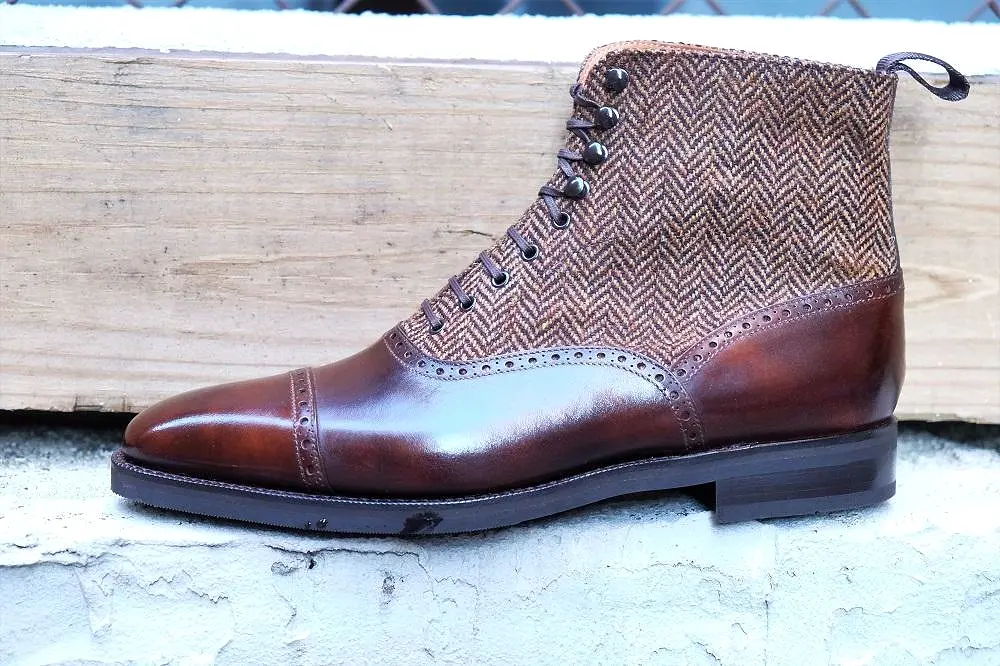 Seaview - MTO - Walnut Museum Calf / Gold Tweed - LPB Last - City Rubber Sole