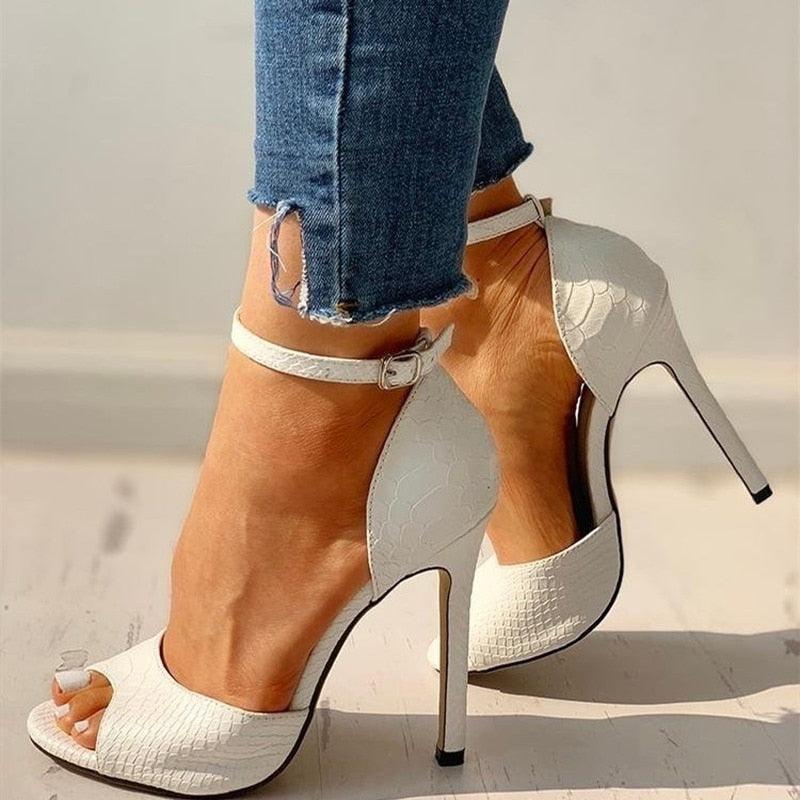 Sexy Dress Shoes Ankle Strap Peep Toe High Heel Sandals