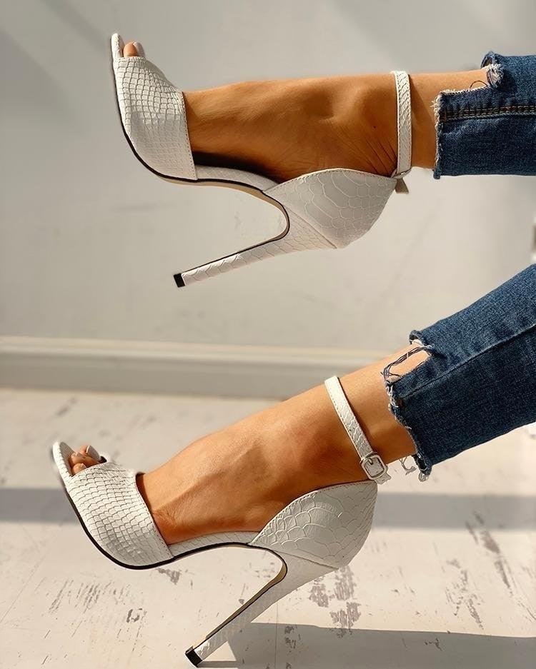 Sexy Dress Shoes Ankle Strap Peep Toe High Heel Sandals