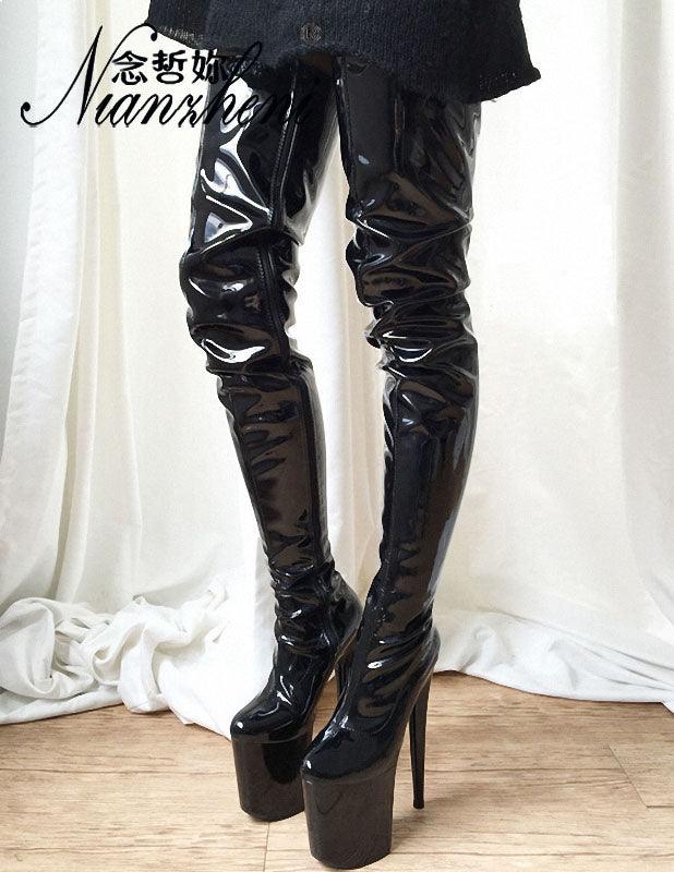 Sexy Punk Pole Dance Over The Knee Stripper Heels Long Gothic Fetish Boots