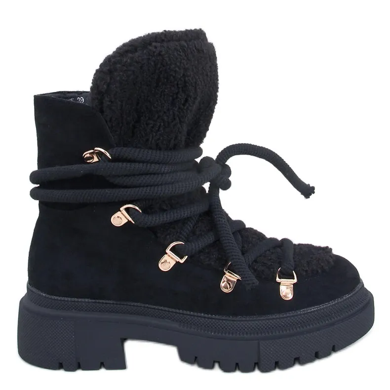 Shea Black sheepskin snow boots