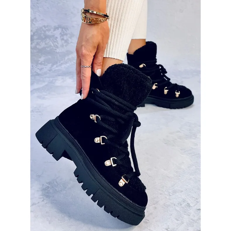 Shea Black sheepskin snow boots