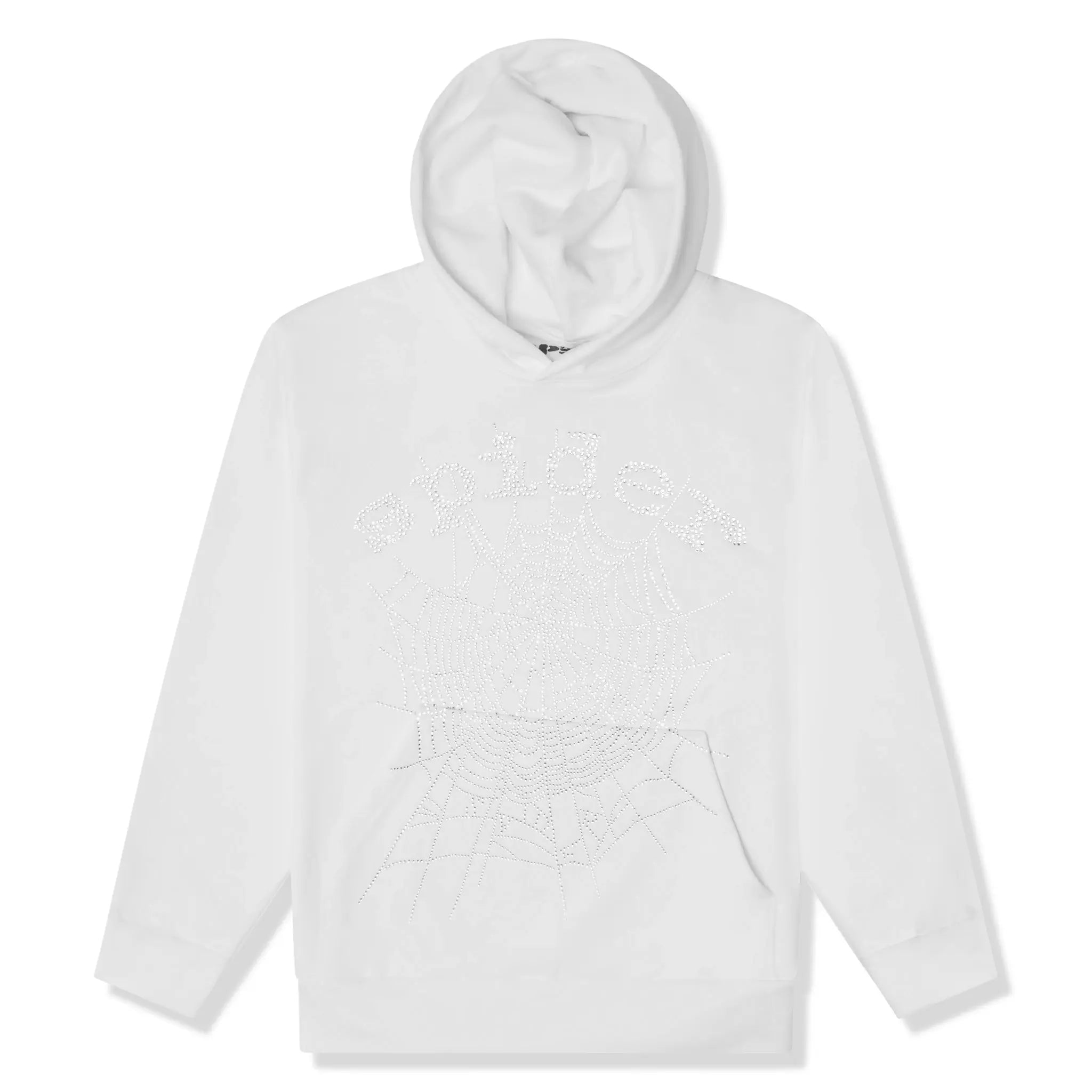 Sp5der OG Rhinestone Logo White Hoodie