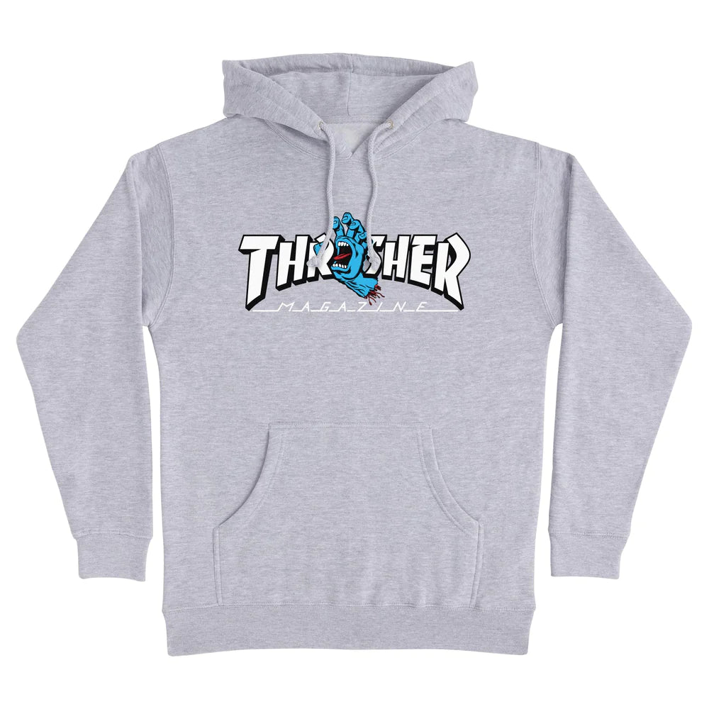 SWEAT SANTA CRUZ X THRASHER SCREAMING LOGO HOOD GREY