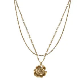 Sydney Rose Delicate Layered Necklace in Worn Gold