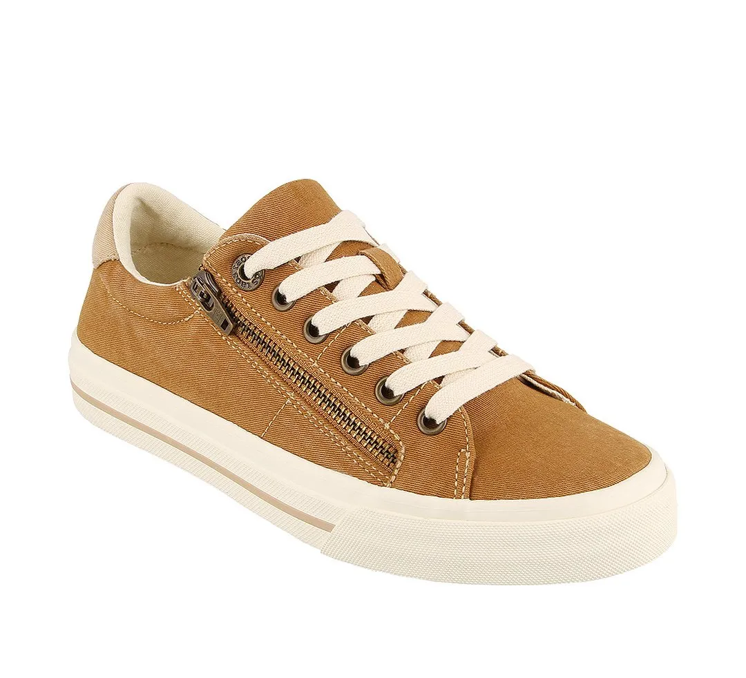 Taos Womens Z-Soul Canvas Zip Sneaker- Golden Tan