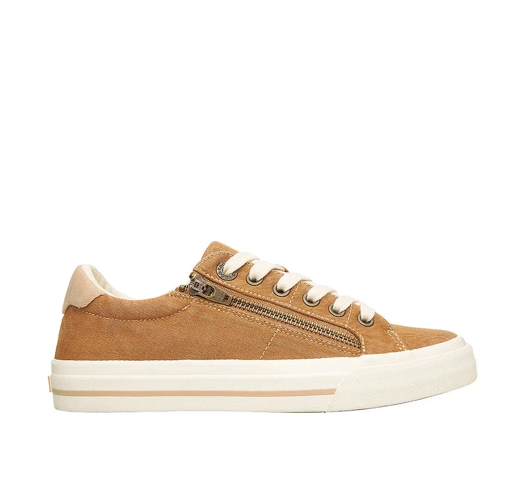 Taos Womens Z-Soul Canvas Zip Sneaker- Golden Tan