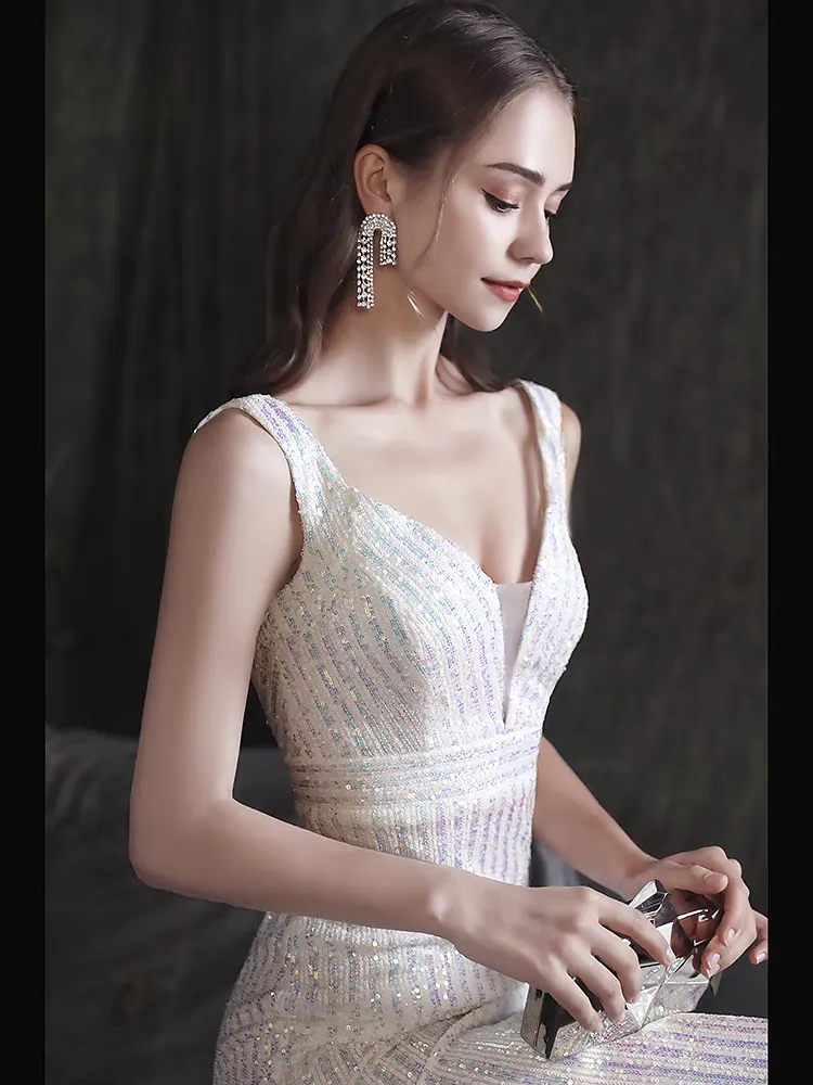 The Lerenta White Sequined Dress