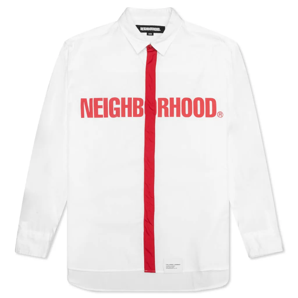 Tie Shirt LS - White/Red