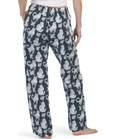 Tj Maxx Cotton Flannel Hermoine Cat Pajama Pants With Gift Bag For Women