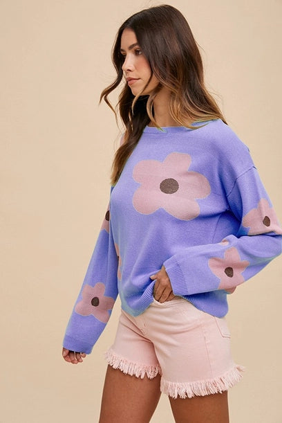 Tulip Flower Patter Sweater Top