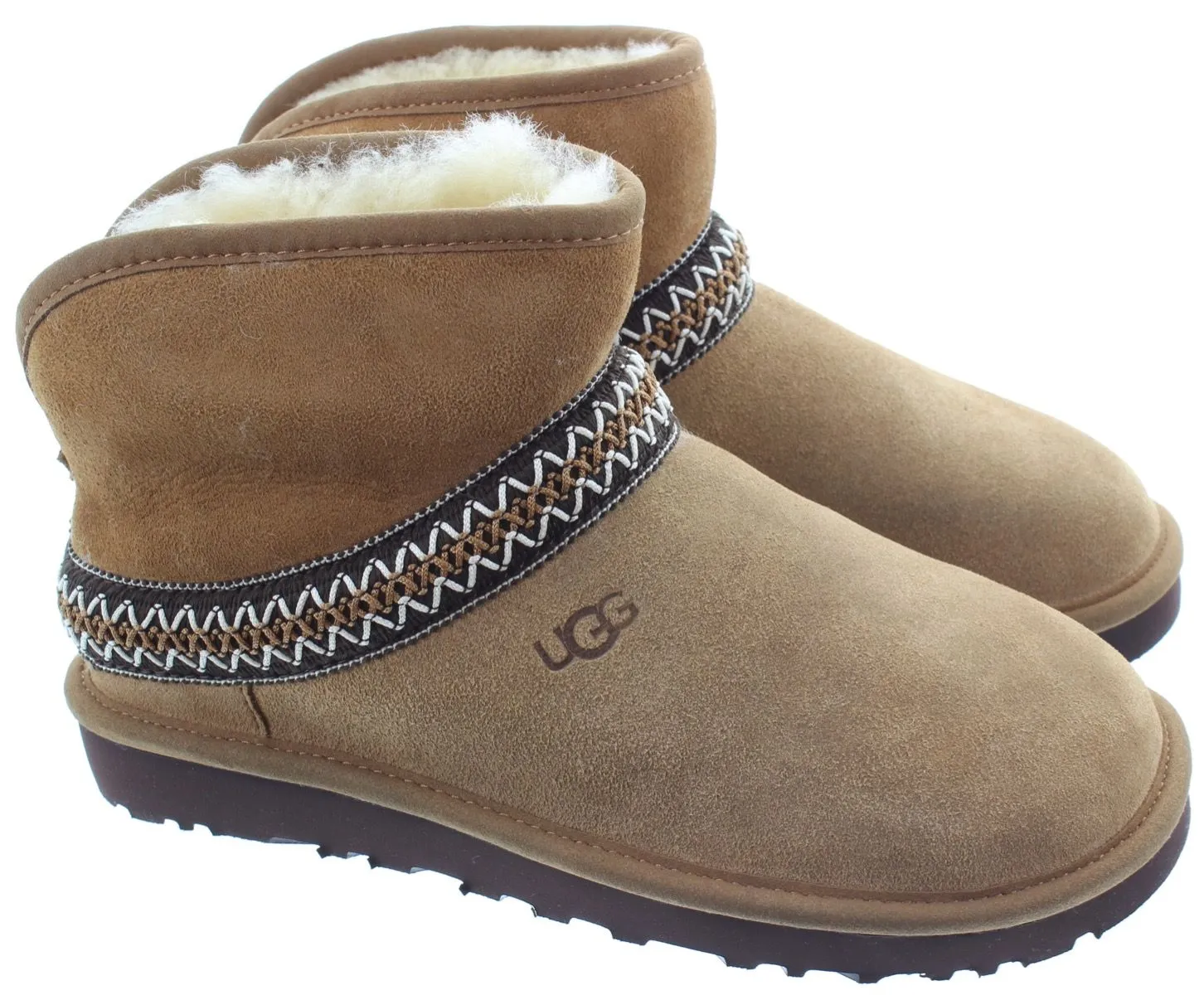 UGG Ladies Classic Mini Crescent Boots In Chestnut