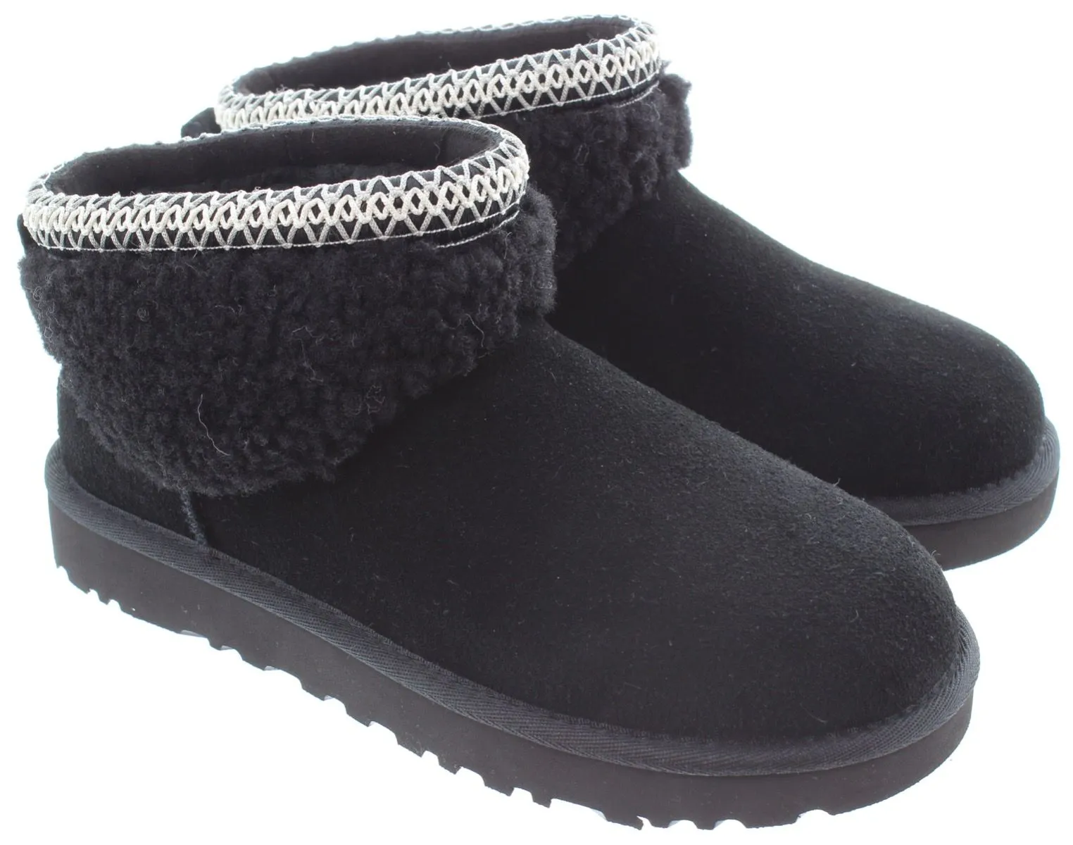 UGG Ladies Ultra Mini Maxi Curly Boots In Black