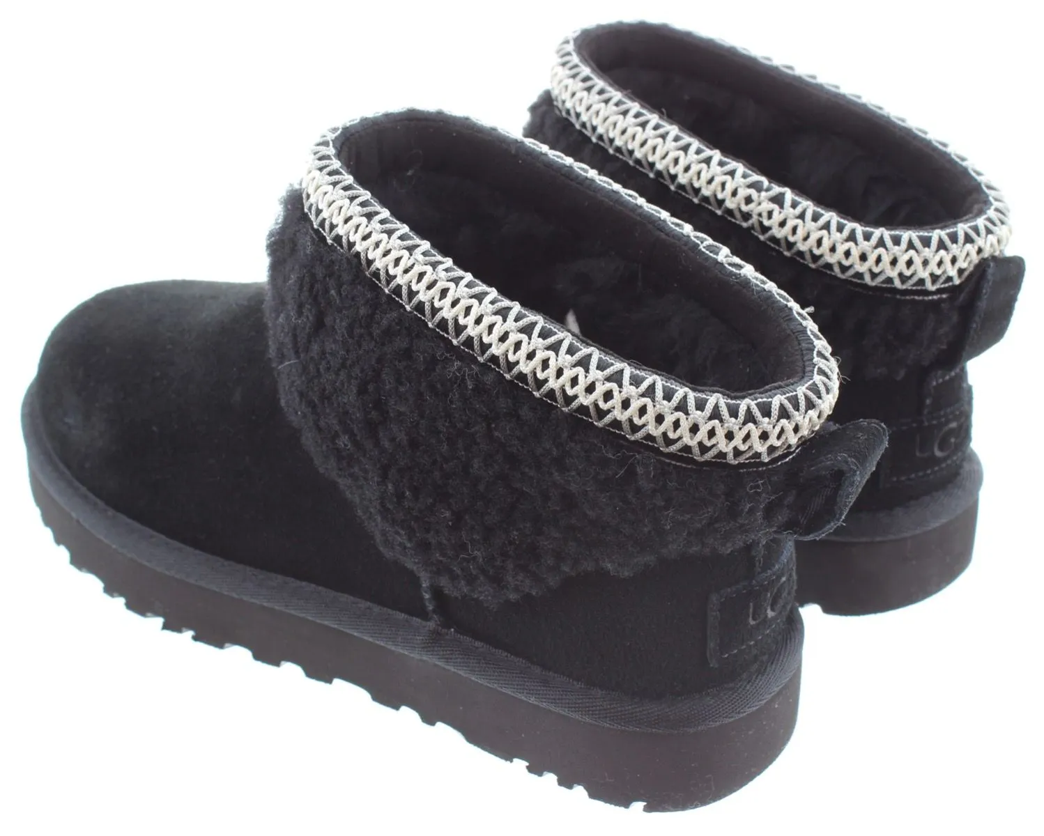 UGG Ladies Ultra Mini Maxi Curly Boots In Black