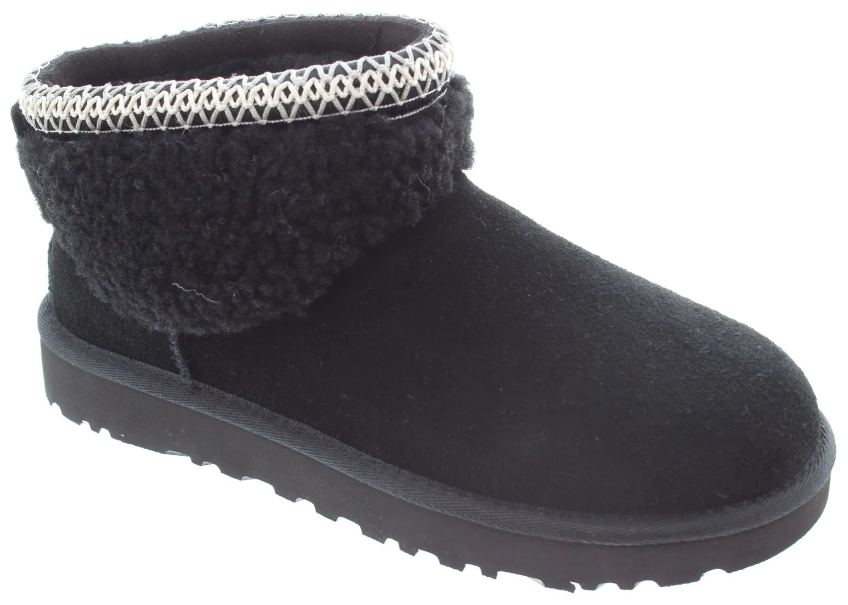 UGG Ladies Ultra Mini Maxi Curly Boots In Black