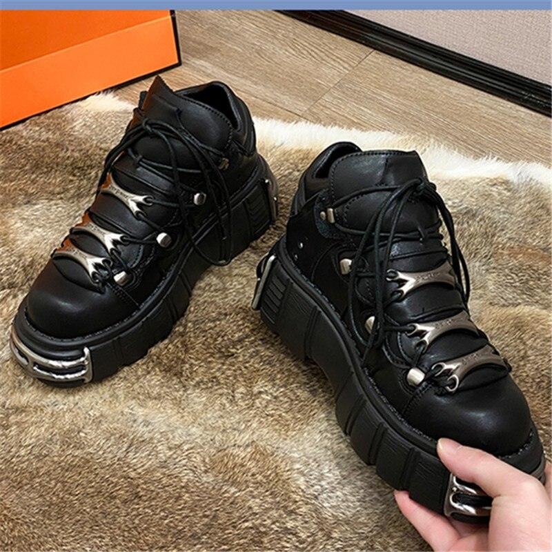 Unique Gothic Style Women's Lace-Up Platform Shoes with a 6CM Heel Height