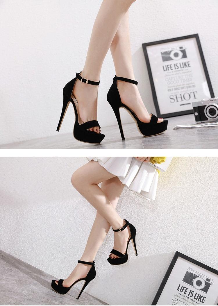 Unleash Your Inner Warrior with Platform Gladiator Buckle Strap Women's Thin High Heels Club Party Shoes