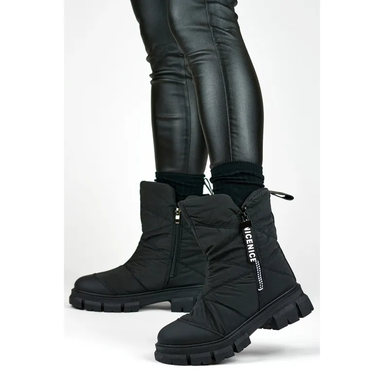 Women's high-top black snow boots