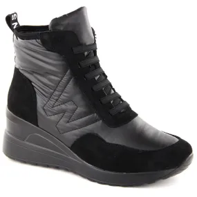 Women's wedge ankle boots snow boots black Potocki 12225