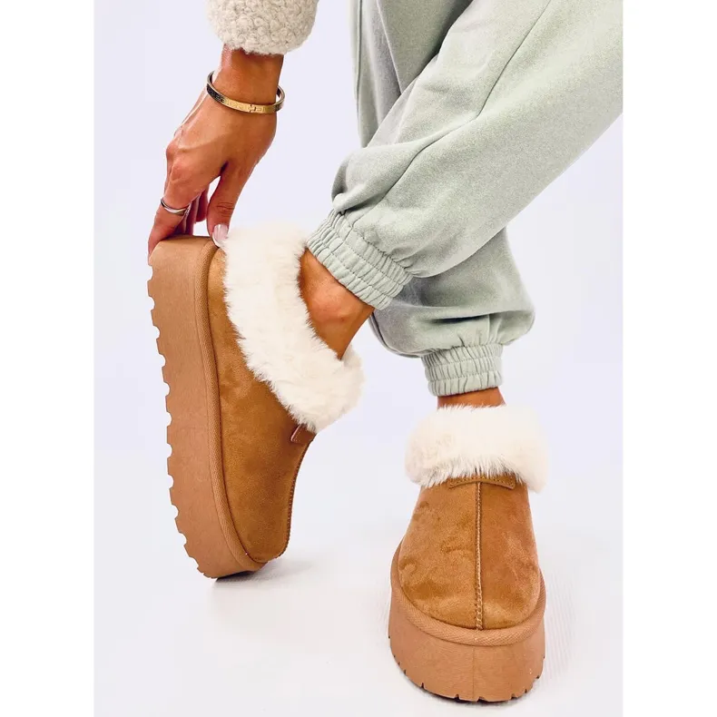 Yogi Camel Fur Short Snow Boots brown